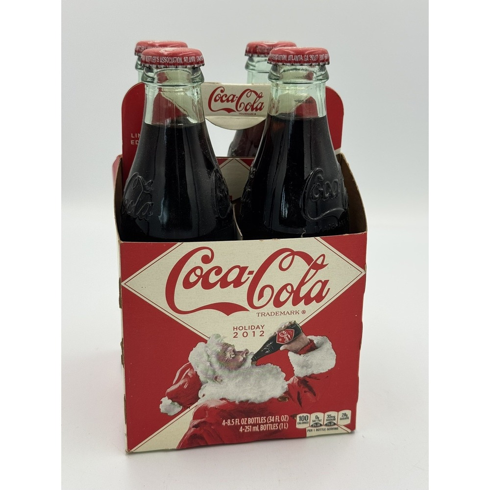 4 Pack of 2012 Coca-Cola Coke Christmas Santa Claus Holiday Full Bottles